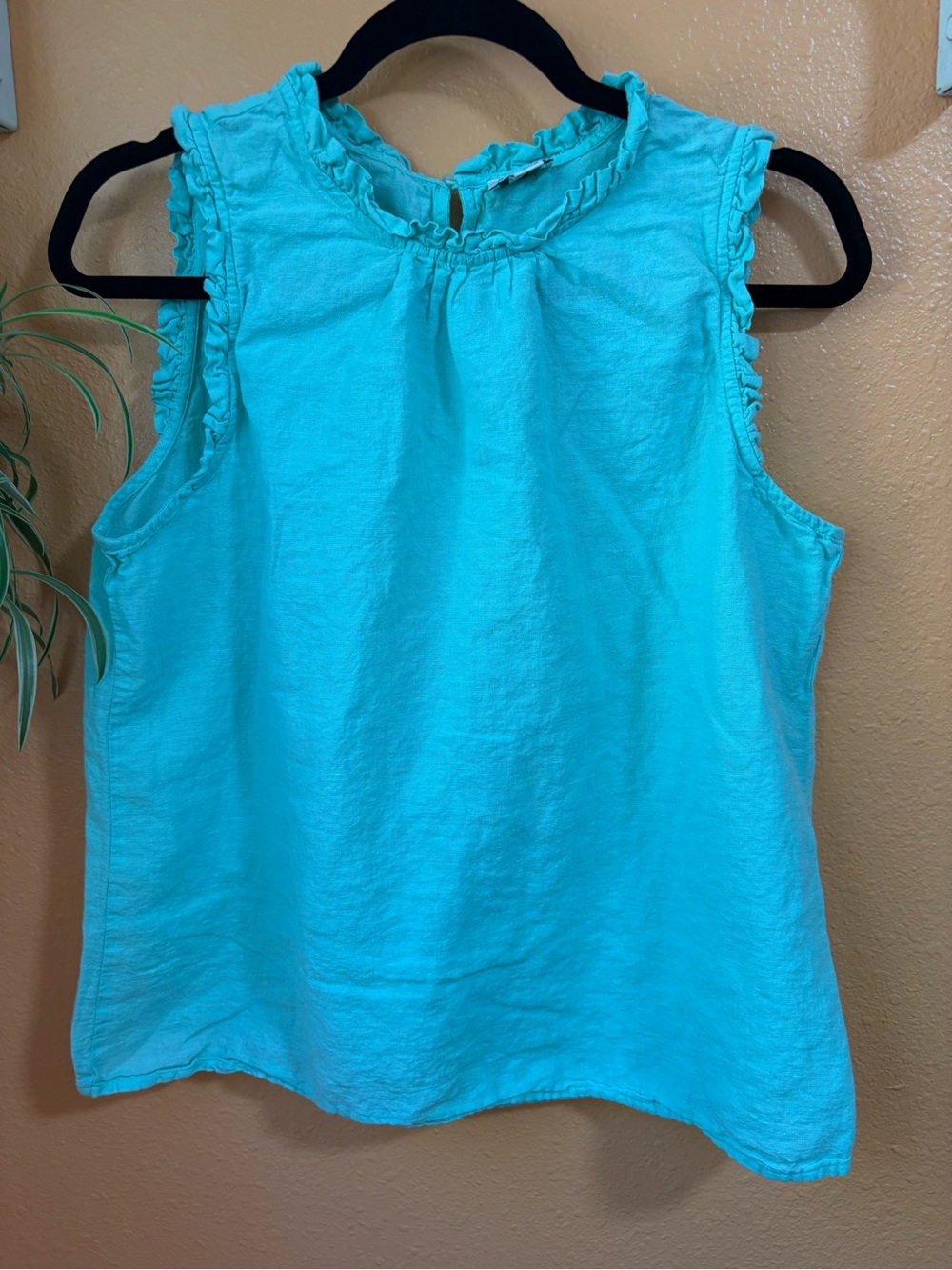 J. Crew Ruffle-Trim Sleeveless Camisole in Aqua Blue